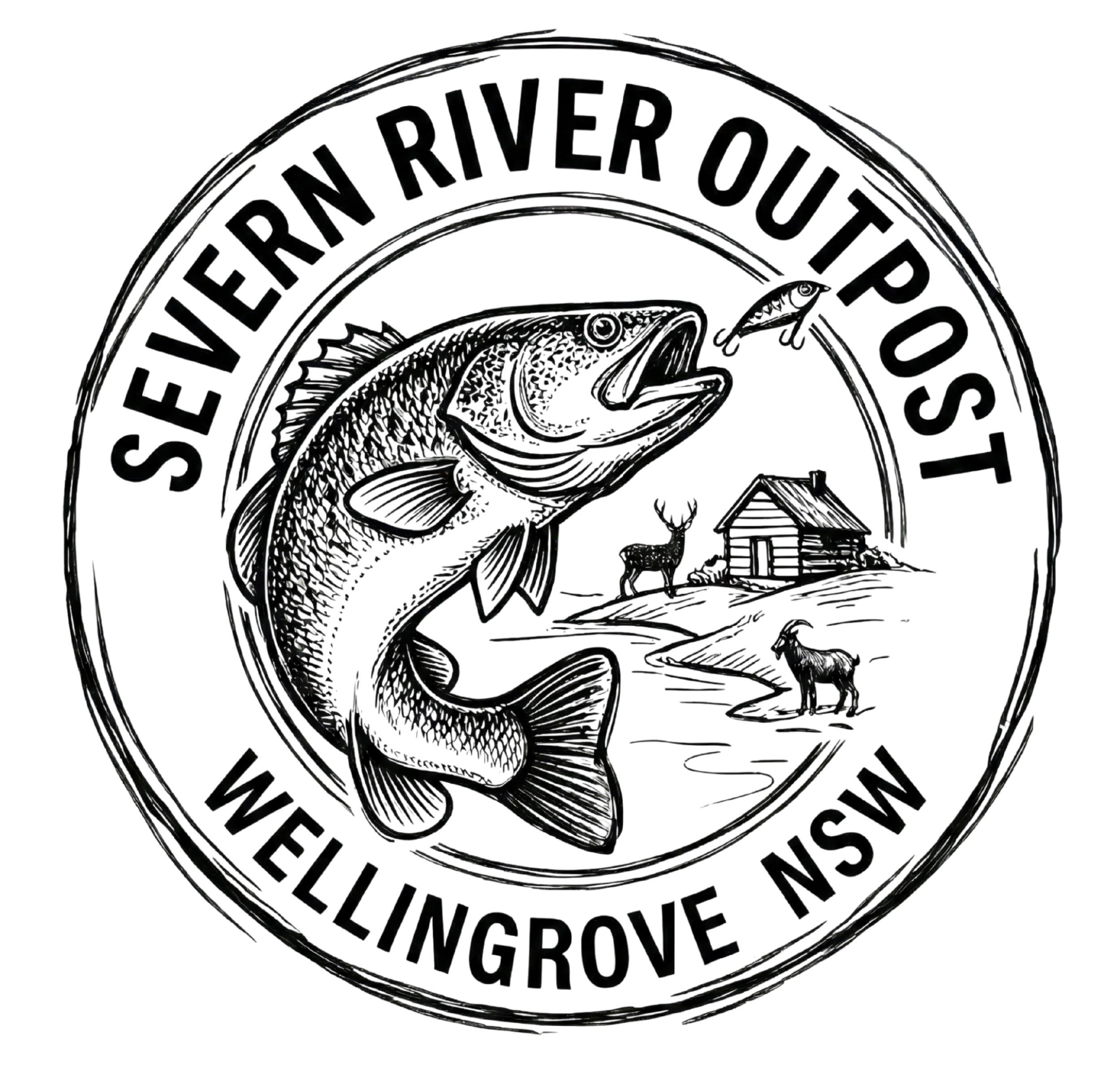 Official logo for Severn River Outpost, a wilderness adventure and fishing business in Wellingrove, NSW