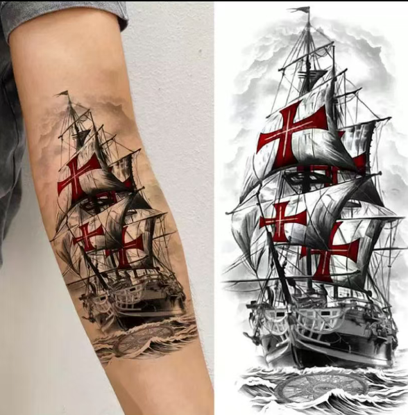 (Sailboat Eye) Full Arm Tattoo Sticker
