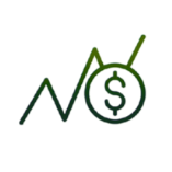 Graph with an upward trend and a dollar sign