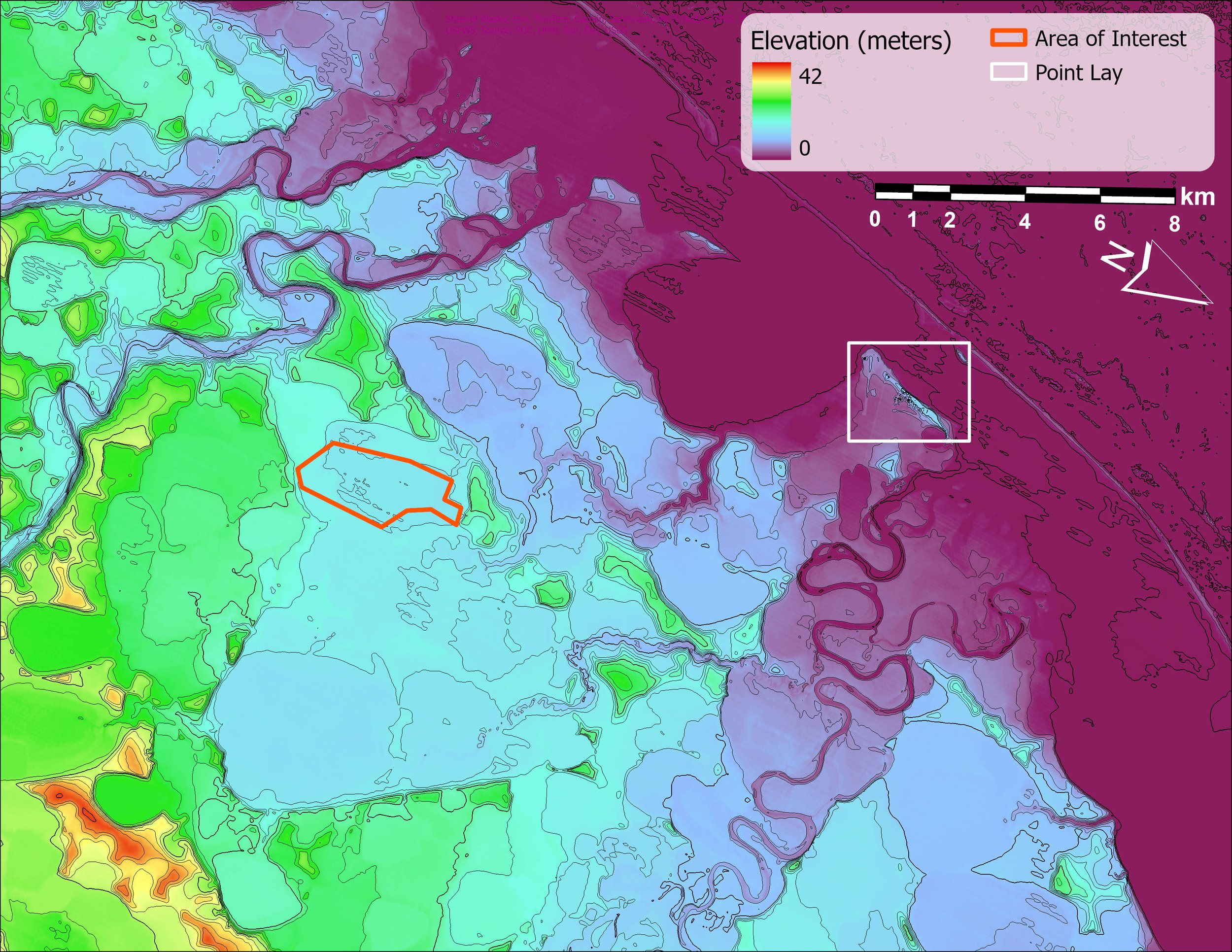 Point Lay, Alaska elevation map
