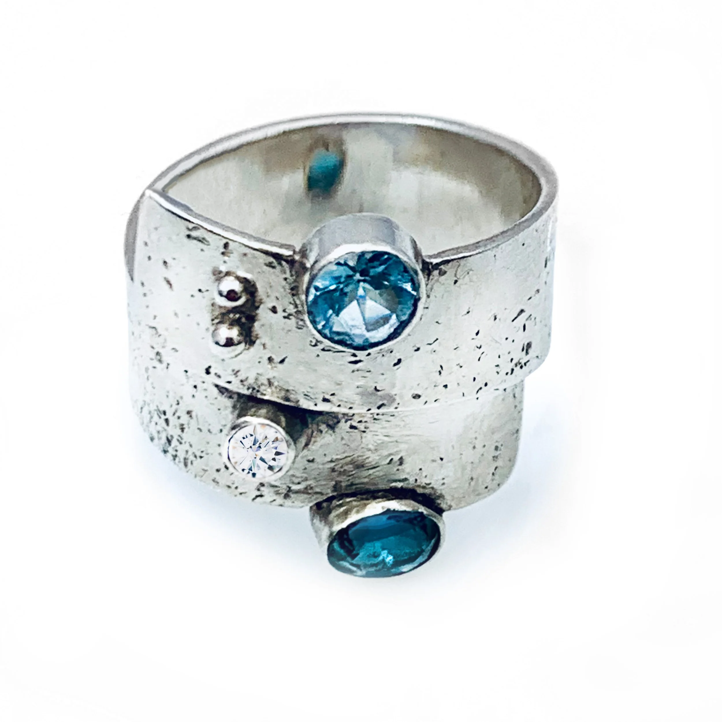 Sterling Silver Statement Ring with Gemstones