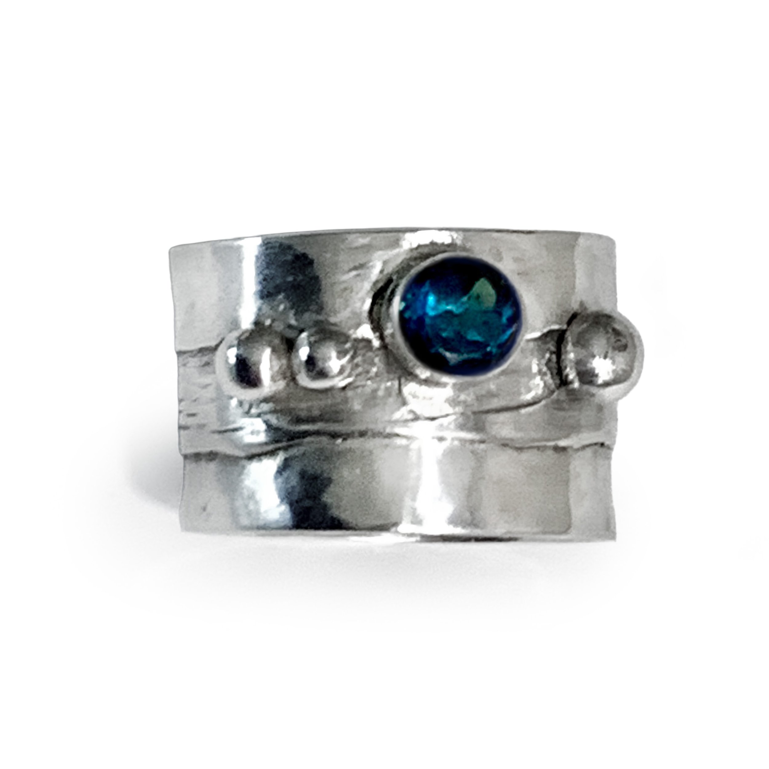 Sterling Silver Statement Ring with London Blue Topaz Gemstone
