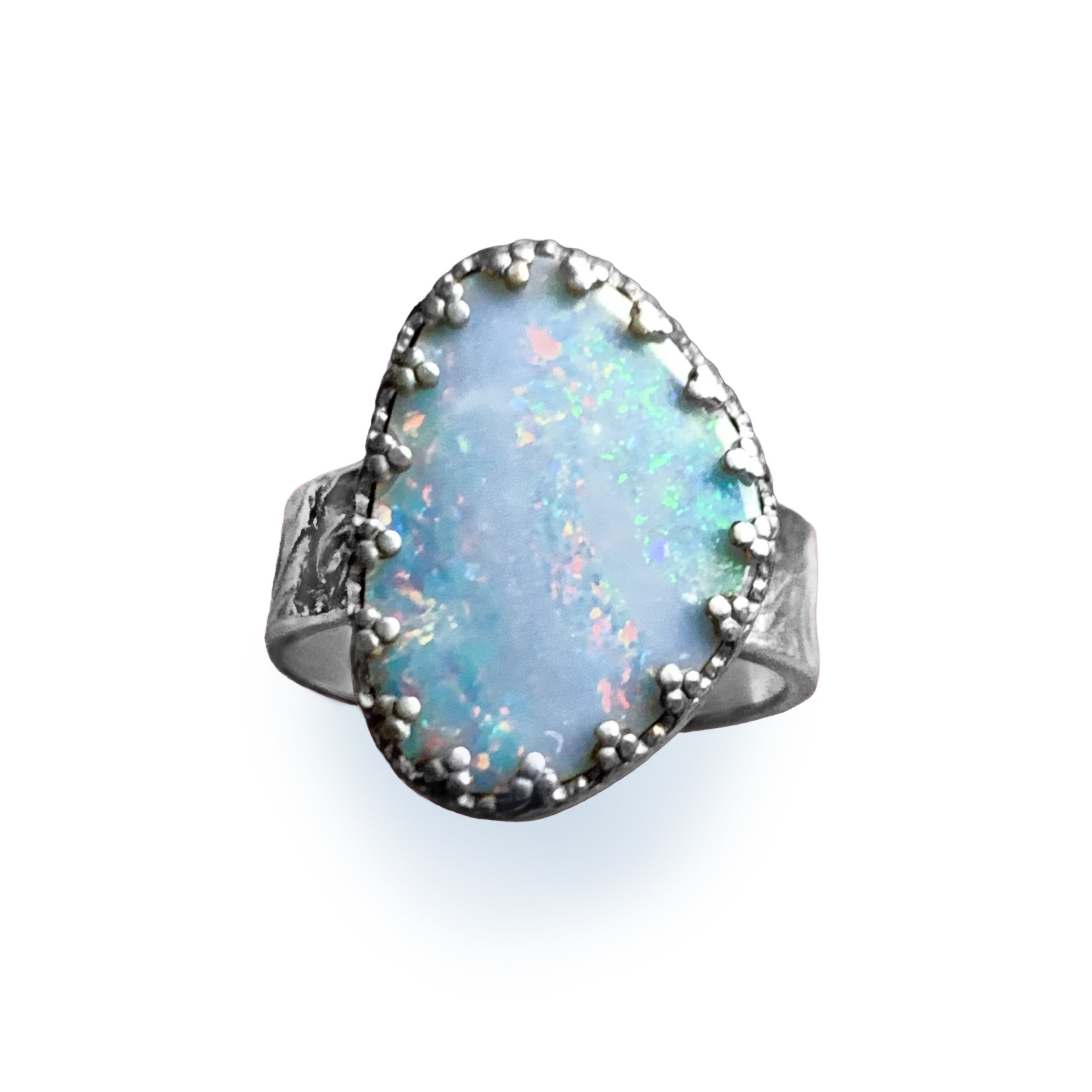 Sterling Silver Ring Bezel Set Australian Opal