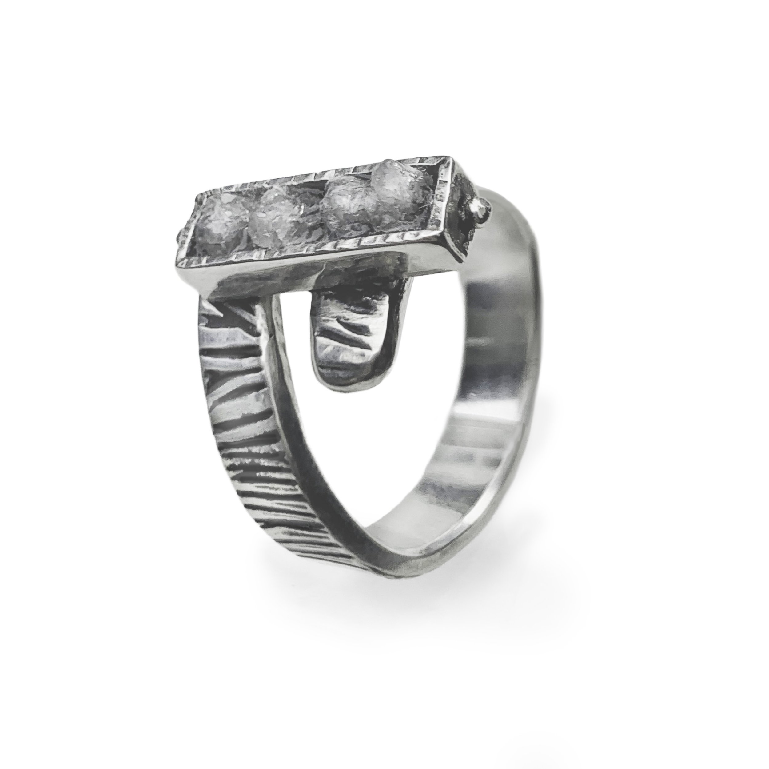 Sterling Silver and Rough Diamond adjustable size Ring