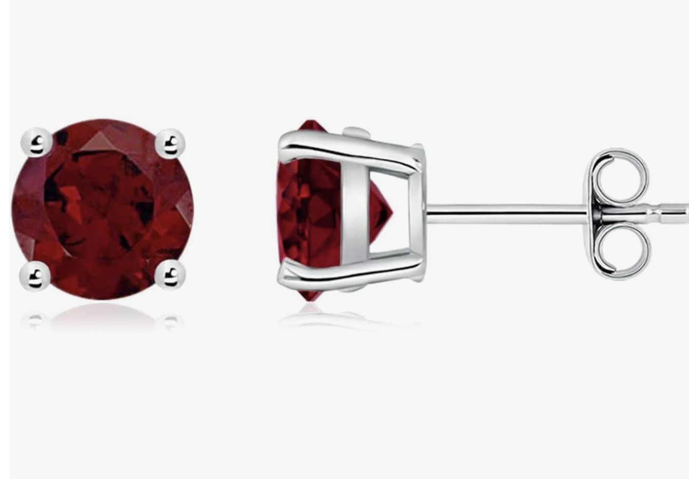 6mm Deep Red Garnet Stud Earrings