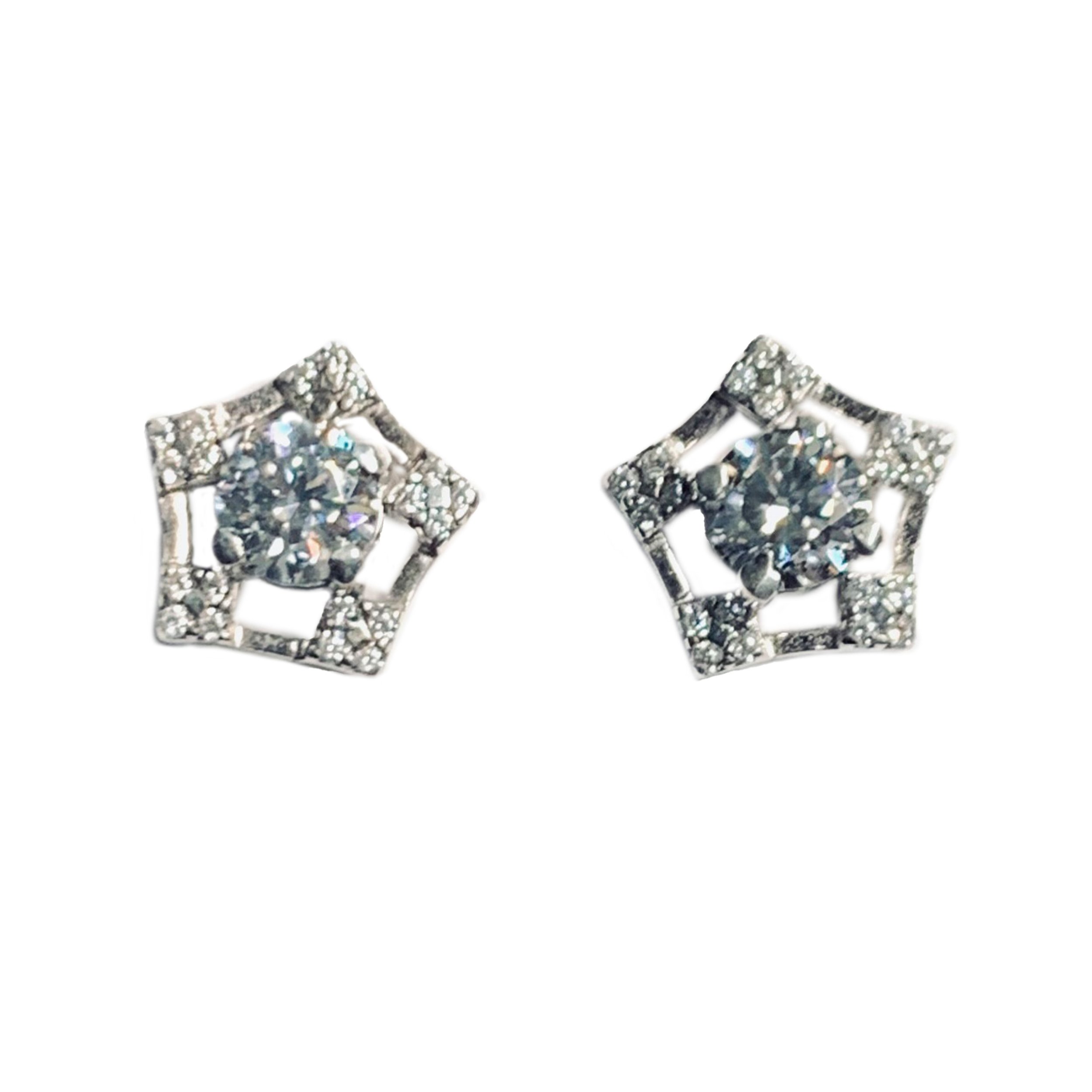 Handcrafted Star Shaped Sterling Silver Stud Earrings with gemstones