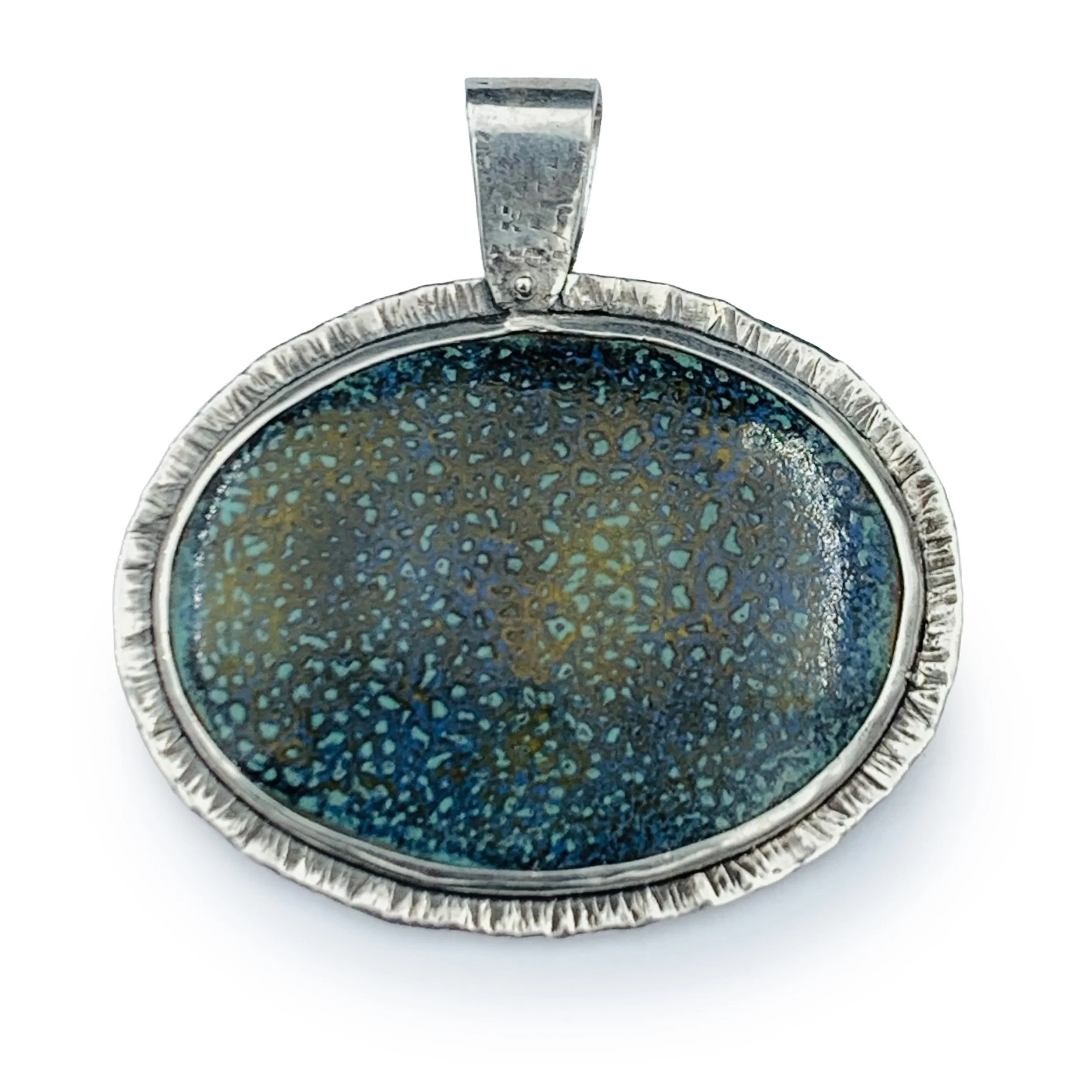 Statement Sterling Silver Enamel Sunflower Pendant