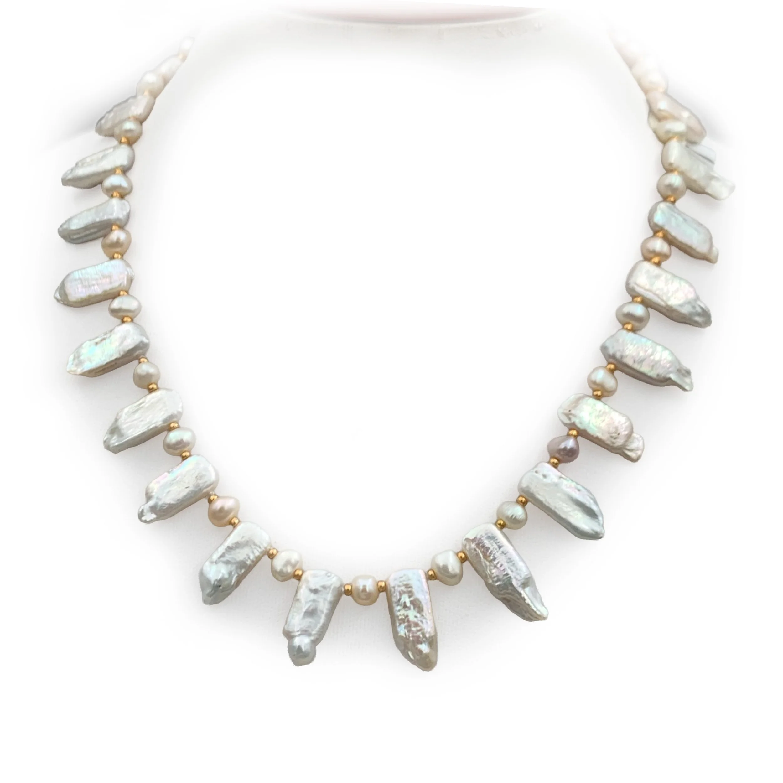 Handcrafted Baroque Freshwater Pearl Necklace with Gold Filled Clasp