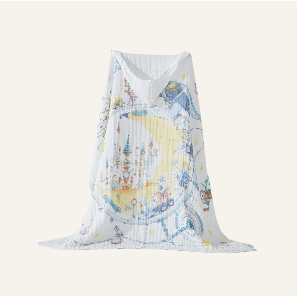 Cotton Muslin 6-Layer Hooded Baby Bath Towel