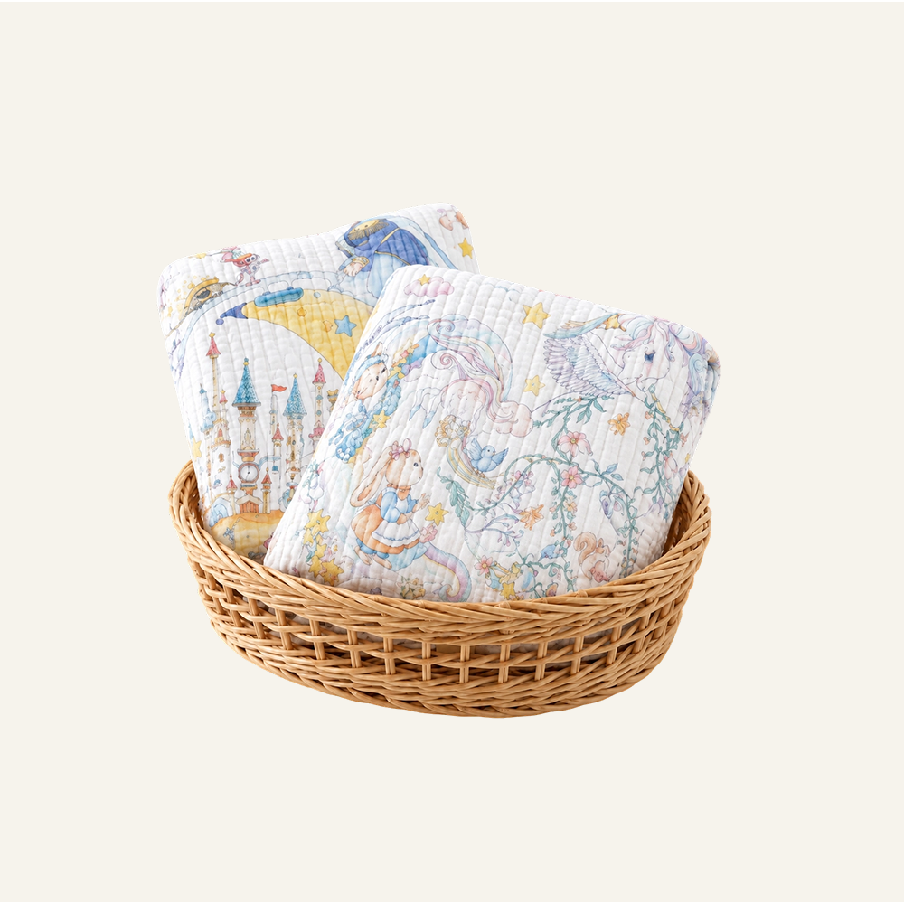 Cotton Muslin 6-Layer Hooded Baby Bath Towel (2-Towel Set)
