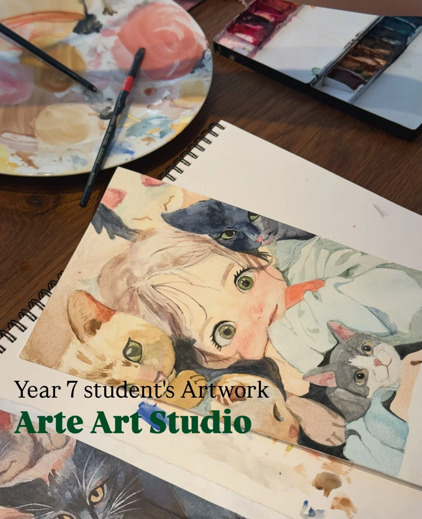 Arte Art Studio

Portrait &amp; cats

Feat. Muse

She drew our mascot, muse🤍

Thanks for painting her🎨
She keeps improving all the time

Her observation skills and mixing skills are getting better
