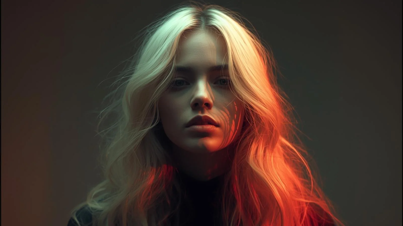 long dimensional blonde wavy hair, cinematic lighting, neutral palette shallow depth of field, dark luxury editorial, 35mm film grain moody rim lighting, layered glitch art shifted finish, luxury beauty photography, blurred facial features like …-3.jpeg