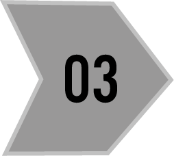 Gray directional sign with the number 03 in black.