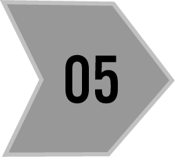 Gray directional arrow pointing right with the number 05 in black.