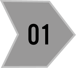Gray directional arrow with the number 01 in black.