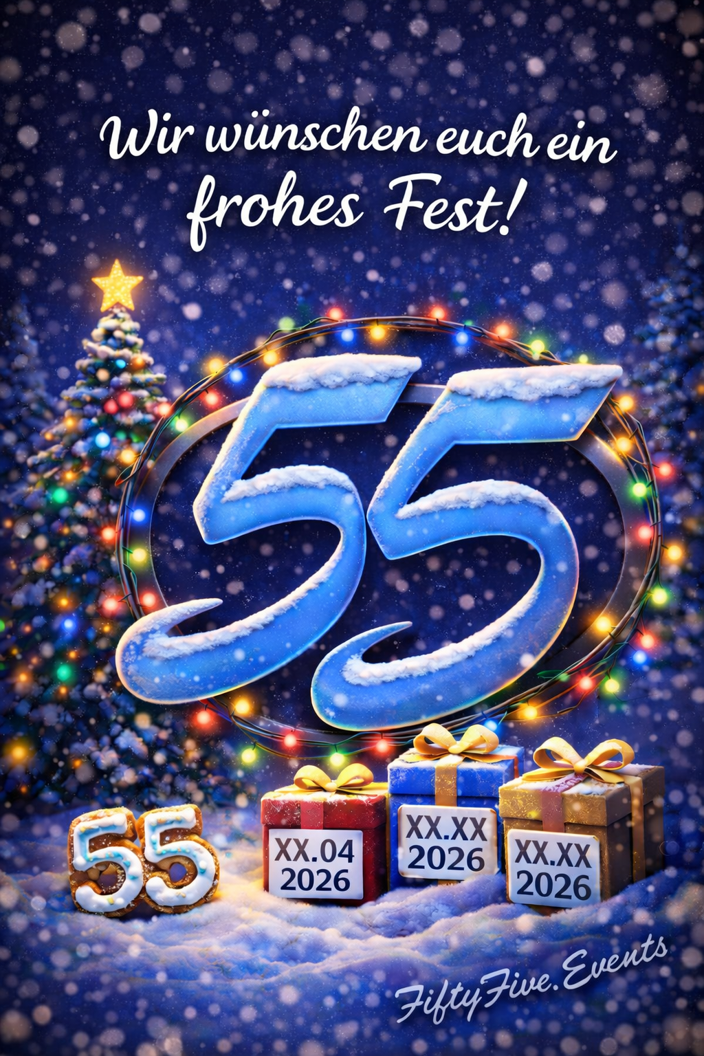 Weihnachtliche Grüße an alle die FiftyFive.Events supporten und verfolgen!