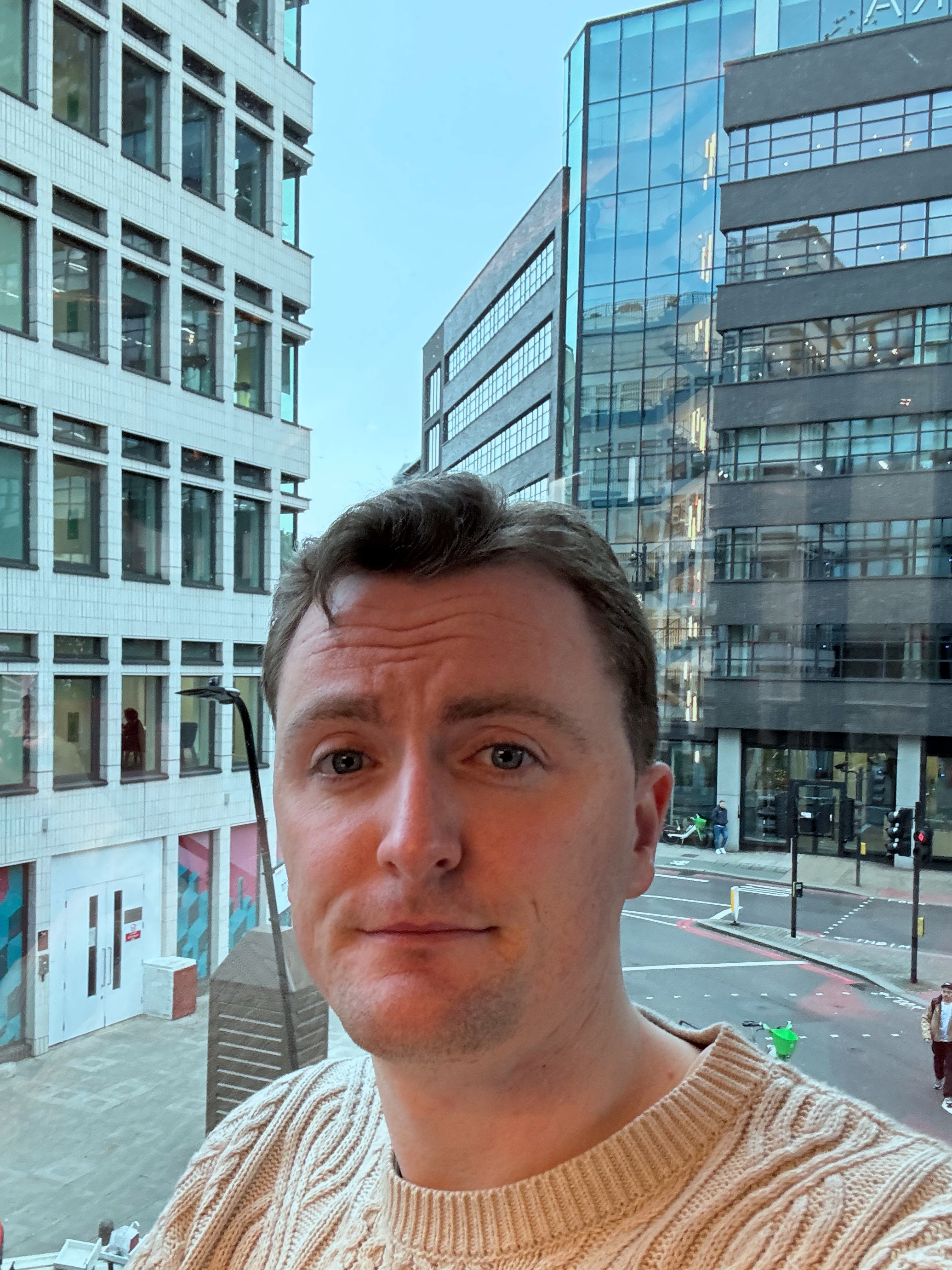 Enda Harte in London, City background, Self portrait