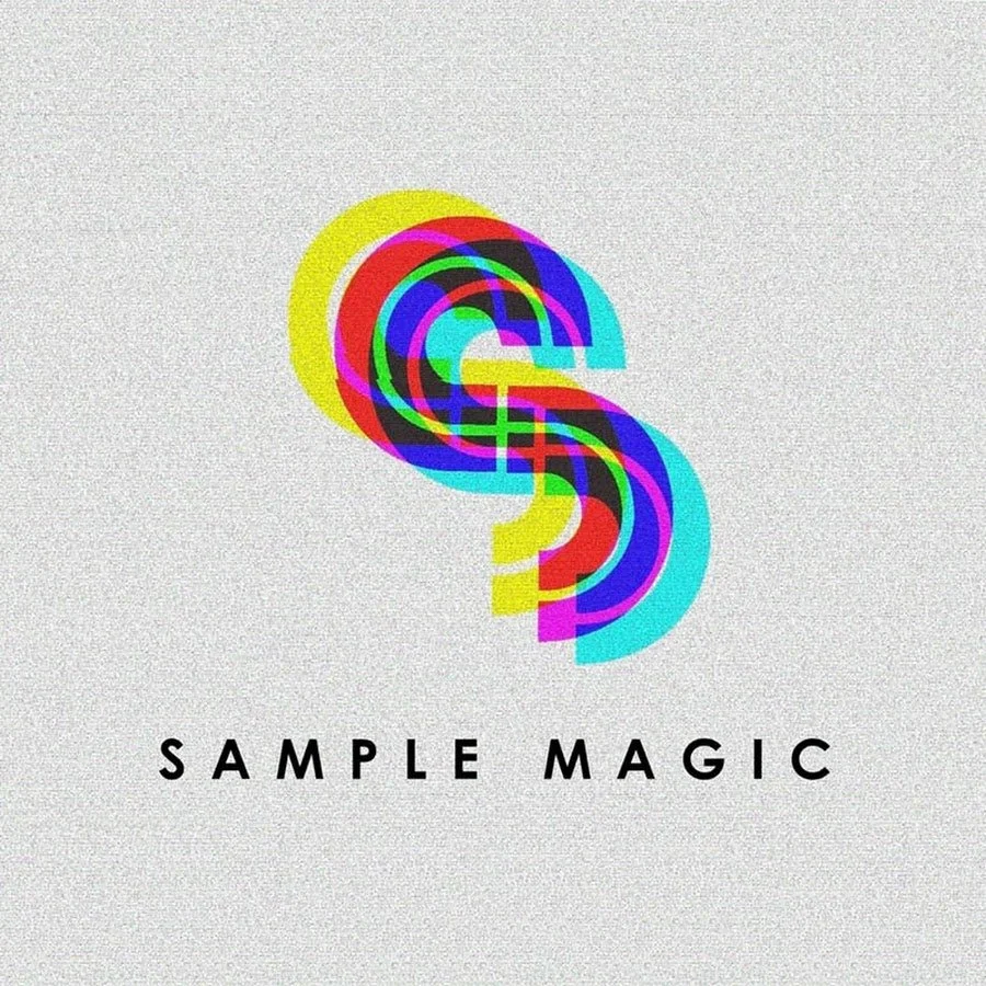 Multicoloured overlapping "S" signs with the words 'SAMPLE MAGIC' underneath.