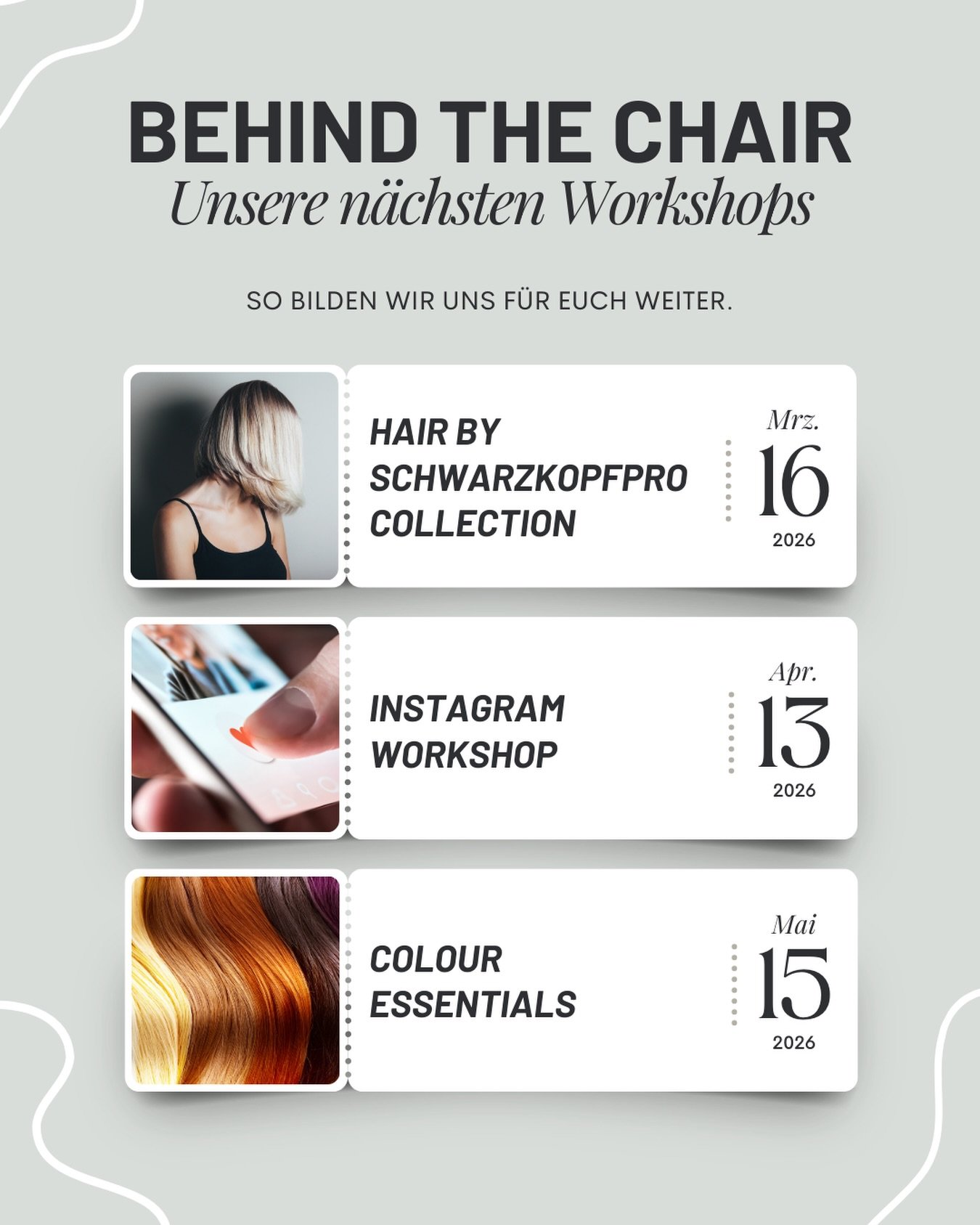 Wir bilden uns f&uuml;r euch weiter! ✨

In den n&auml;chsten Wochen besuchen wir verschiedene Workshops von @schwarzkopfpro.de, um neue Techniken, Trends und Inspirationen f&uuml;r den Salon mitzunehmen ✂️

Von modernen Farbtechniken &uuml;ber neue S