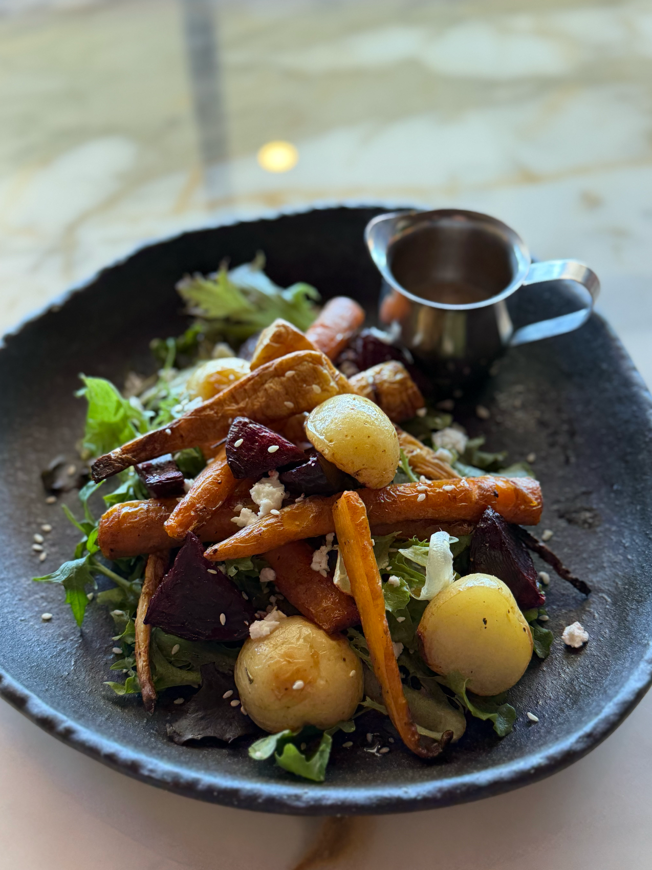 A plate of roasted vegetables