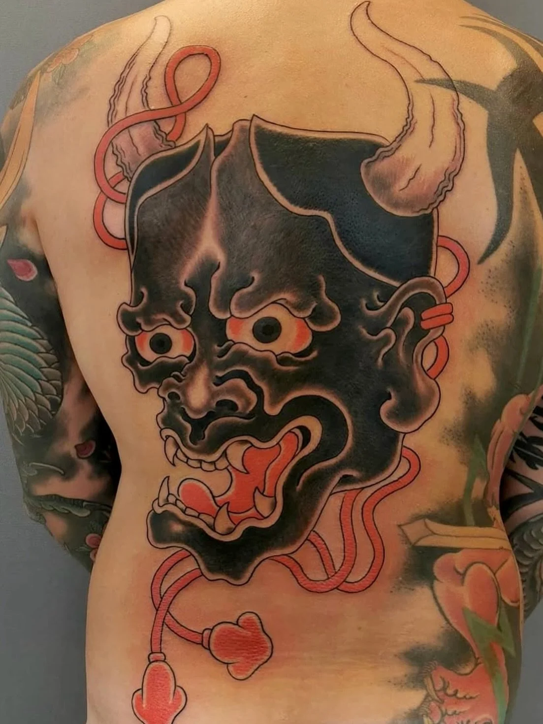 One shot hannya by @glennflesjaa 

Dm, email or call the shop for info &amp; booking:

✉️Booking.ironshield@gmail.com
☎️ +47 996 10 098
🔗www.ironshieldtattoo.com

#ironshieldtattoo #sandnestattoo #japanesetattoo