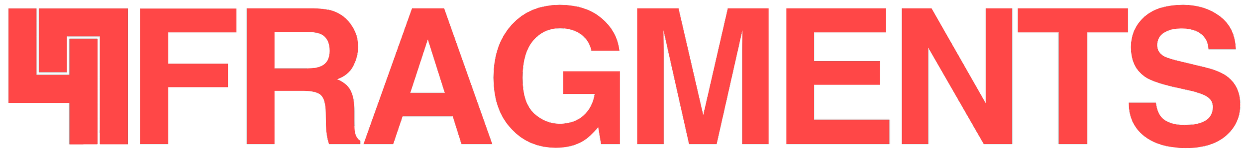 Red text spelling “FRAGMENTS” on a black background