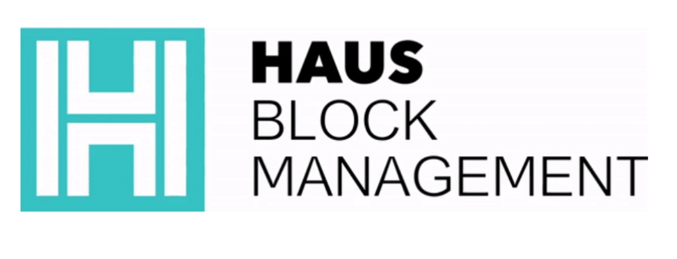 Logo for Haus Block Management featuring a stylized house icon with the company name next to it.