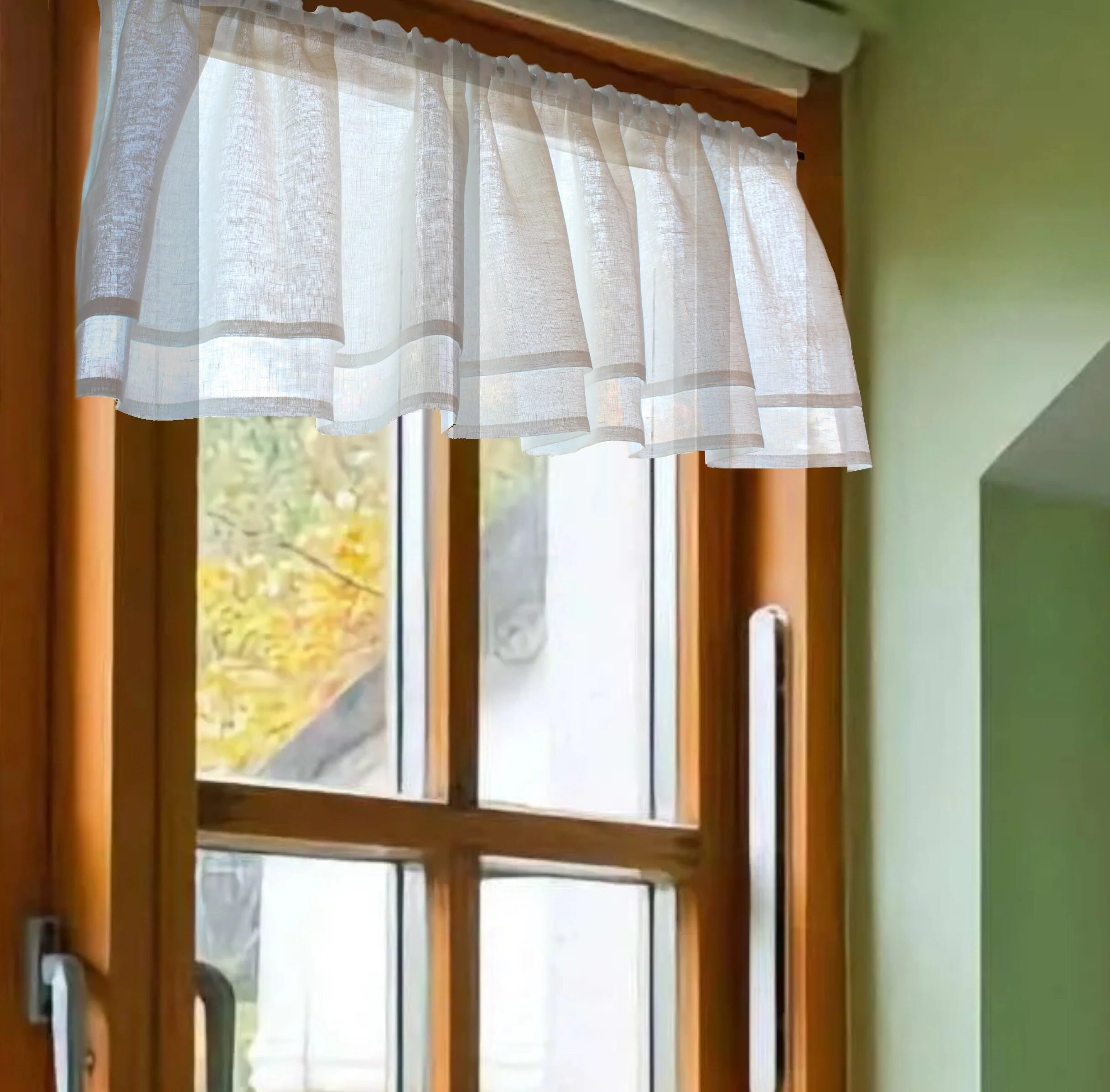 100% Linen Valance Light Weight Off-White - Prefect Country Casual Boho Look