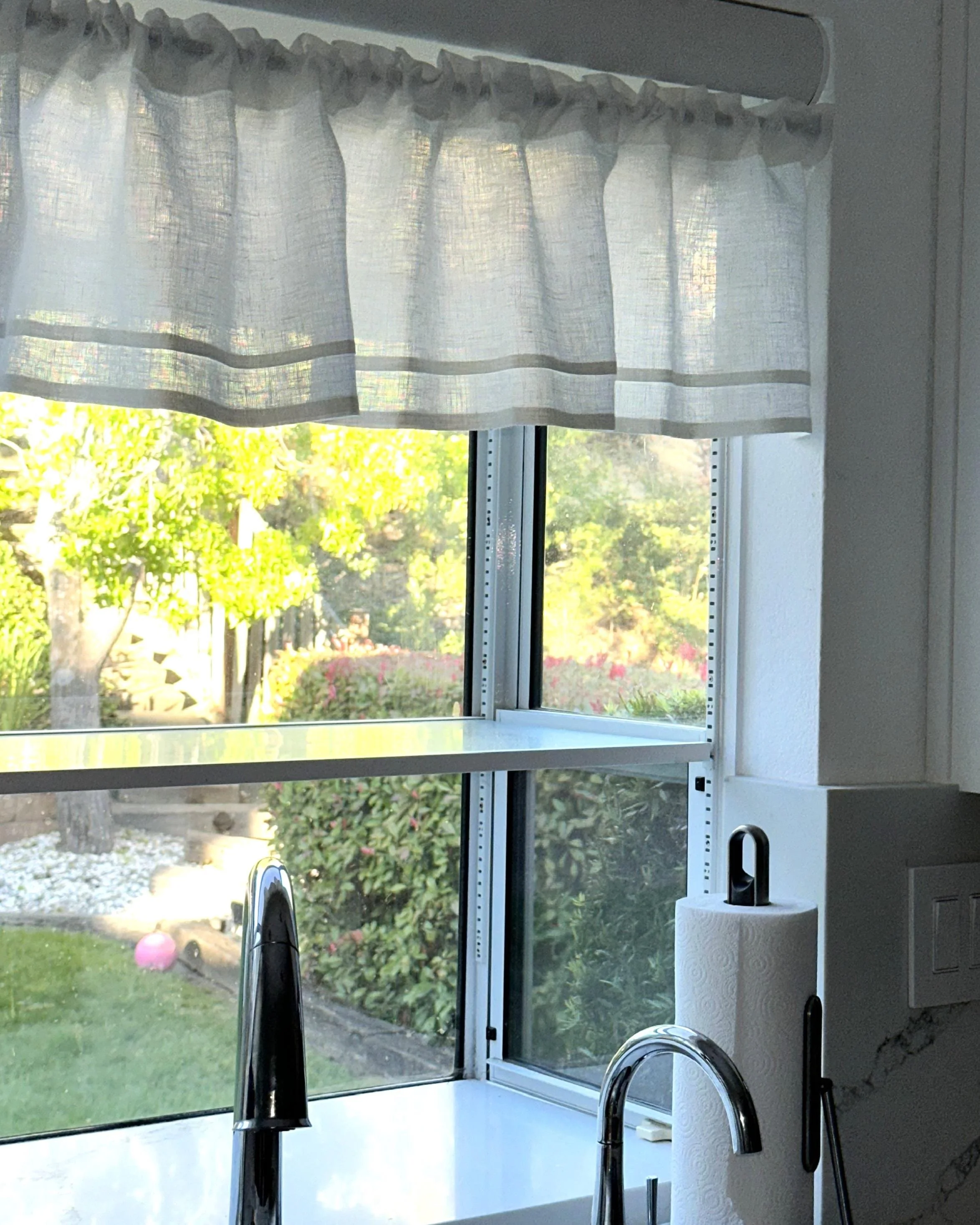 Custom Made Linen Window Valance: Cottage Farmhouse Style - Country Casual