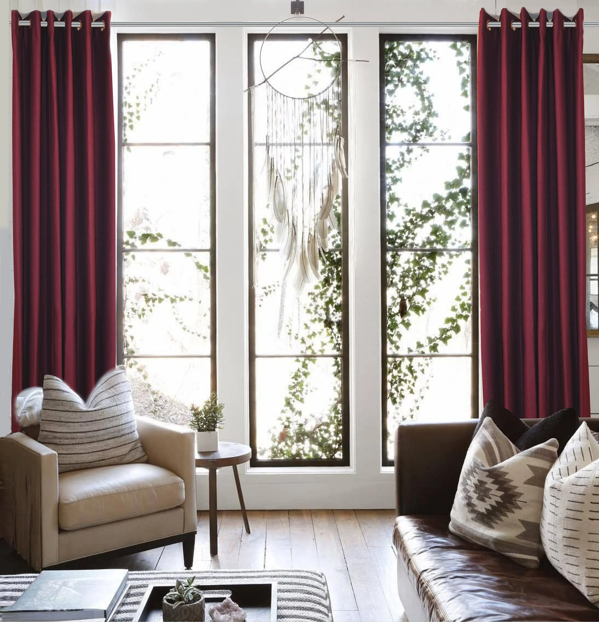 Plum Purple Curtain Panel: Nickel Grommets, Privacy Lining