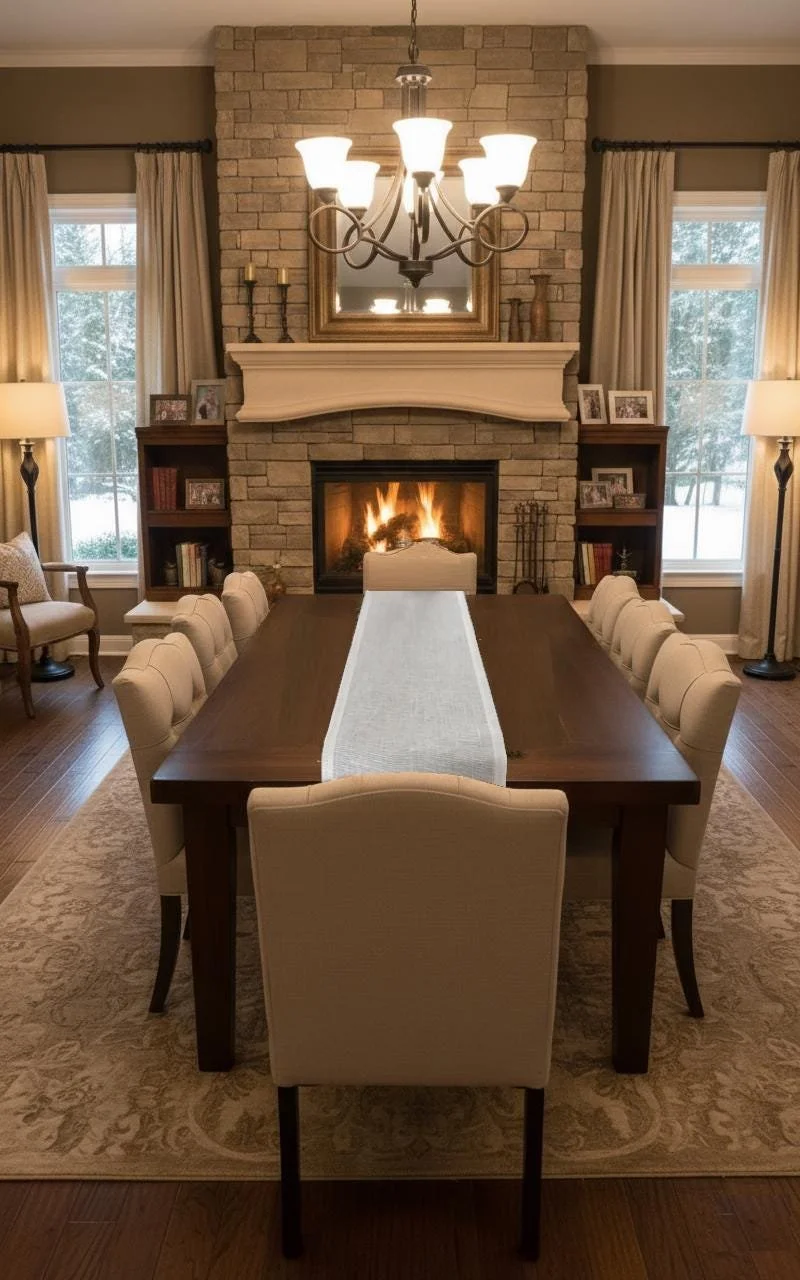 Off White Linen Table Runner – Farmhouse Kitchen Decor