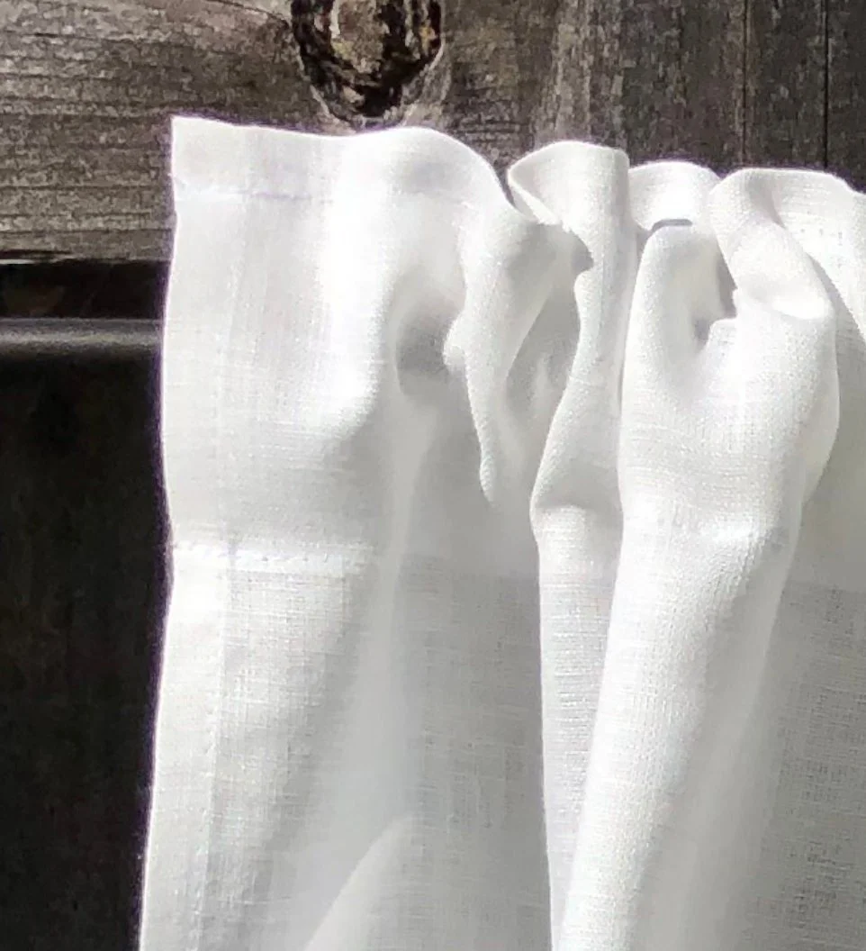 Linen Farmhouse Valance: Off-White Country Kitchen Window Treatment