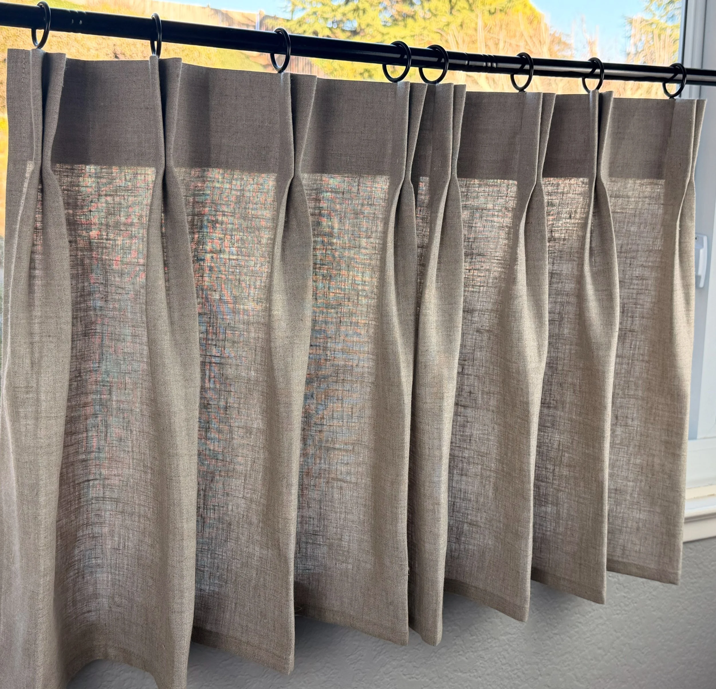 Natural Double Pleated 100% Linen-Unlined