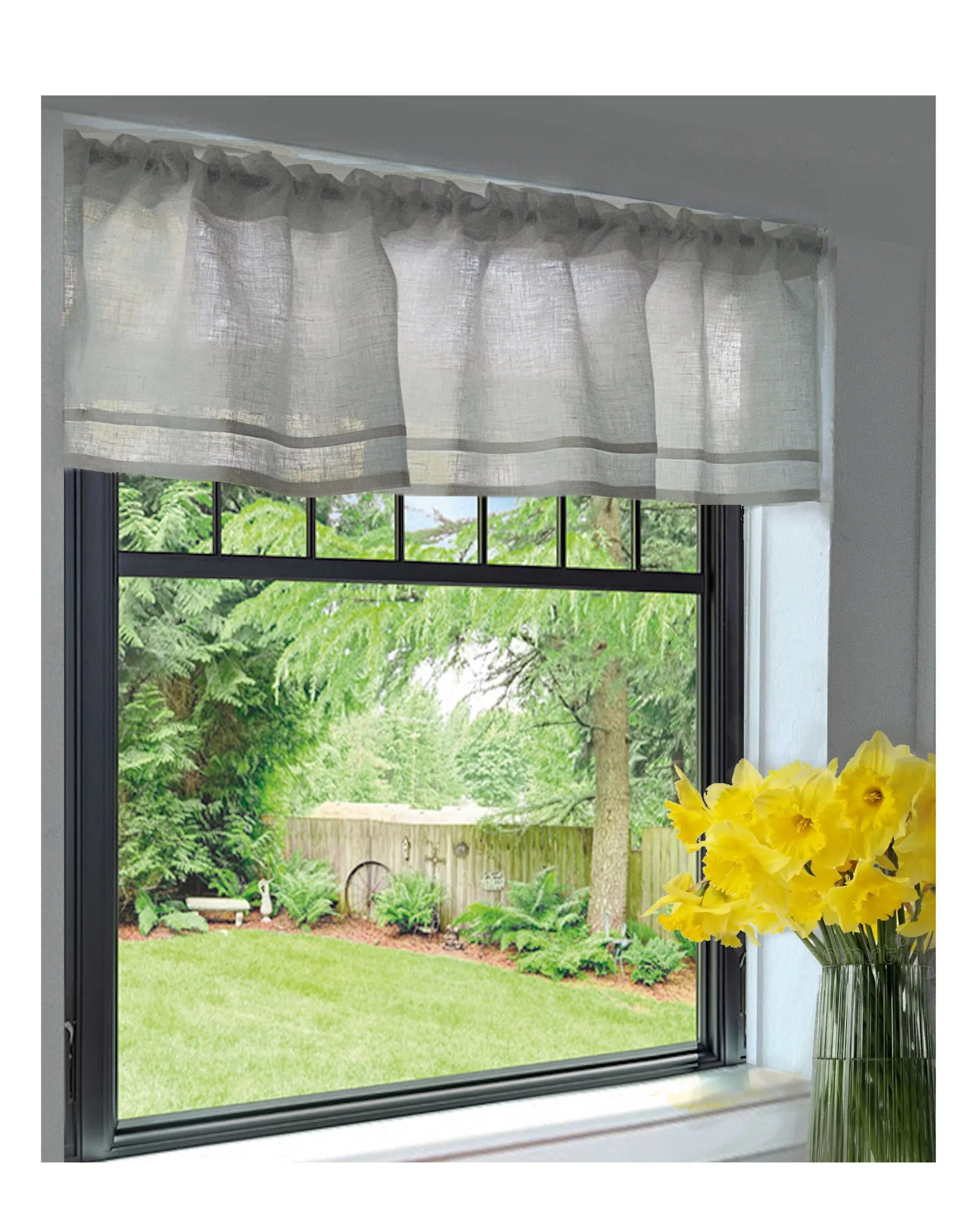 Custom Made Linen Window Valance: Cottage Farmhouse Style - Country Casual