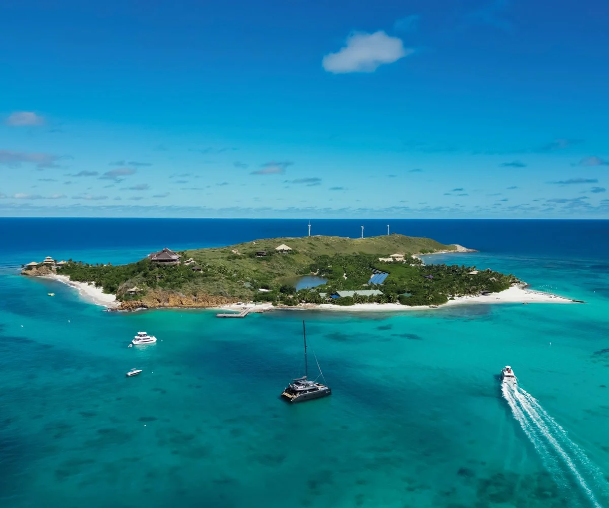 Necker island from above taken with a drone