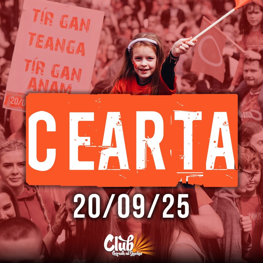 Seasfaimid ar son &aacute;r gcearta 📢📢

Beidh baill an chlub ag freastal ar an ag&oacute;id n&aacute;isi&uacute;nta CEARTA D&eacute; Sathairn beag seo.

B&iacute;g&iacute; linn le seasamh ar son &aacute;r dteanga agus &aacute;r dtodhcha&iacute;. Ag