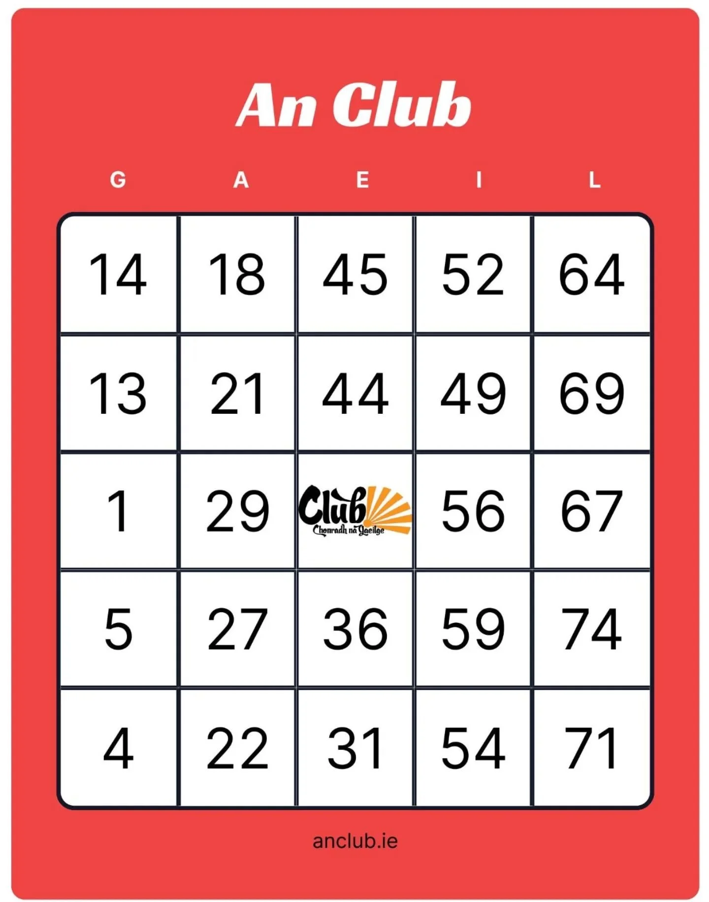 B&iacute; linn le haghaidh Bhiong&oacute; Gaelach an Chlub, D&eacute; Luain 16 M&aacute;rta ag 19:30, th&iacute;os staighre sa Flowing Tide, Sr&aacute;id na Mainistreach!

Glaofaidh &oacute;stach na ho&iacute;che, an fuirseoir iontach ceolmhar, Louis