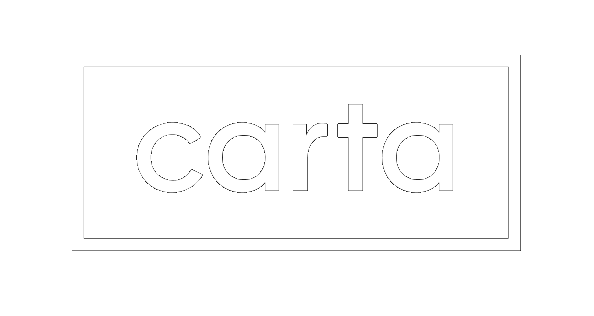 White text that says 'carta' on a black background with a white rectangular border around it.
