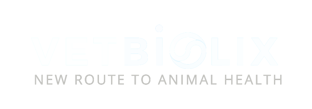 VetBioLix logo with the tagline "New route to animal health" on a black background.