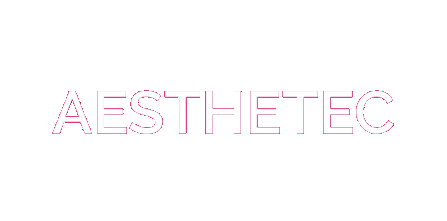 The word 'AESTHETIC' in pink capital letters on a black background.