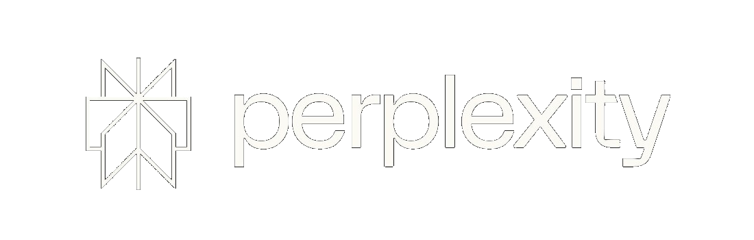 Black background with a white geometric logo and the word 'perplexity' in white text.
