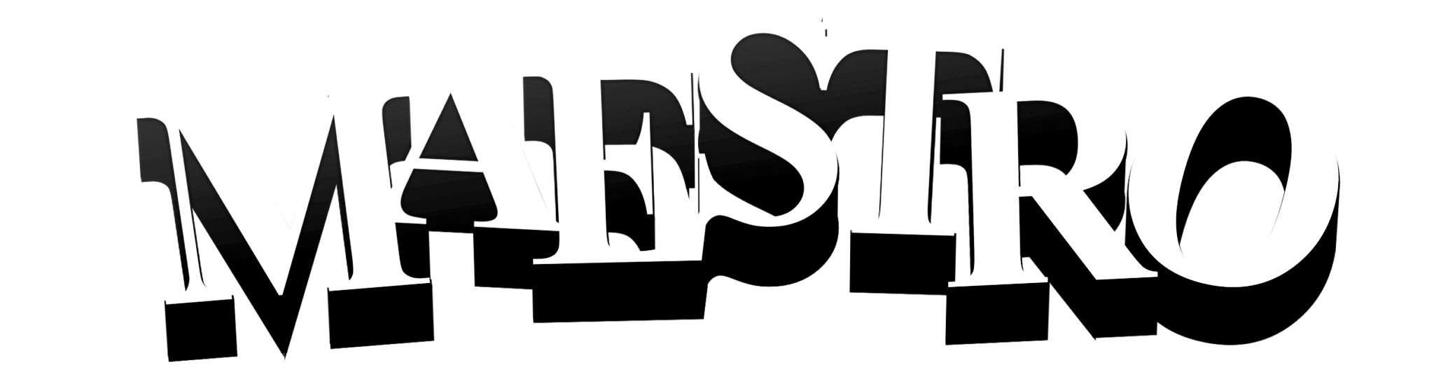 The word "MESTRO" written in large, black and white stylized 3D letters.