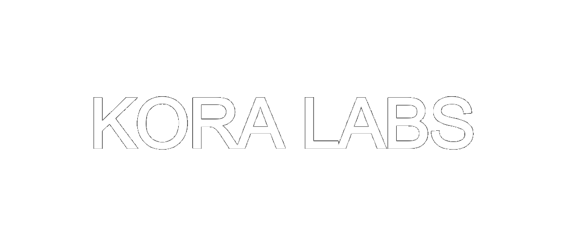 Kora Labs logo in white text on a black background.