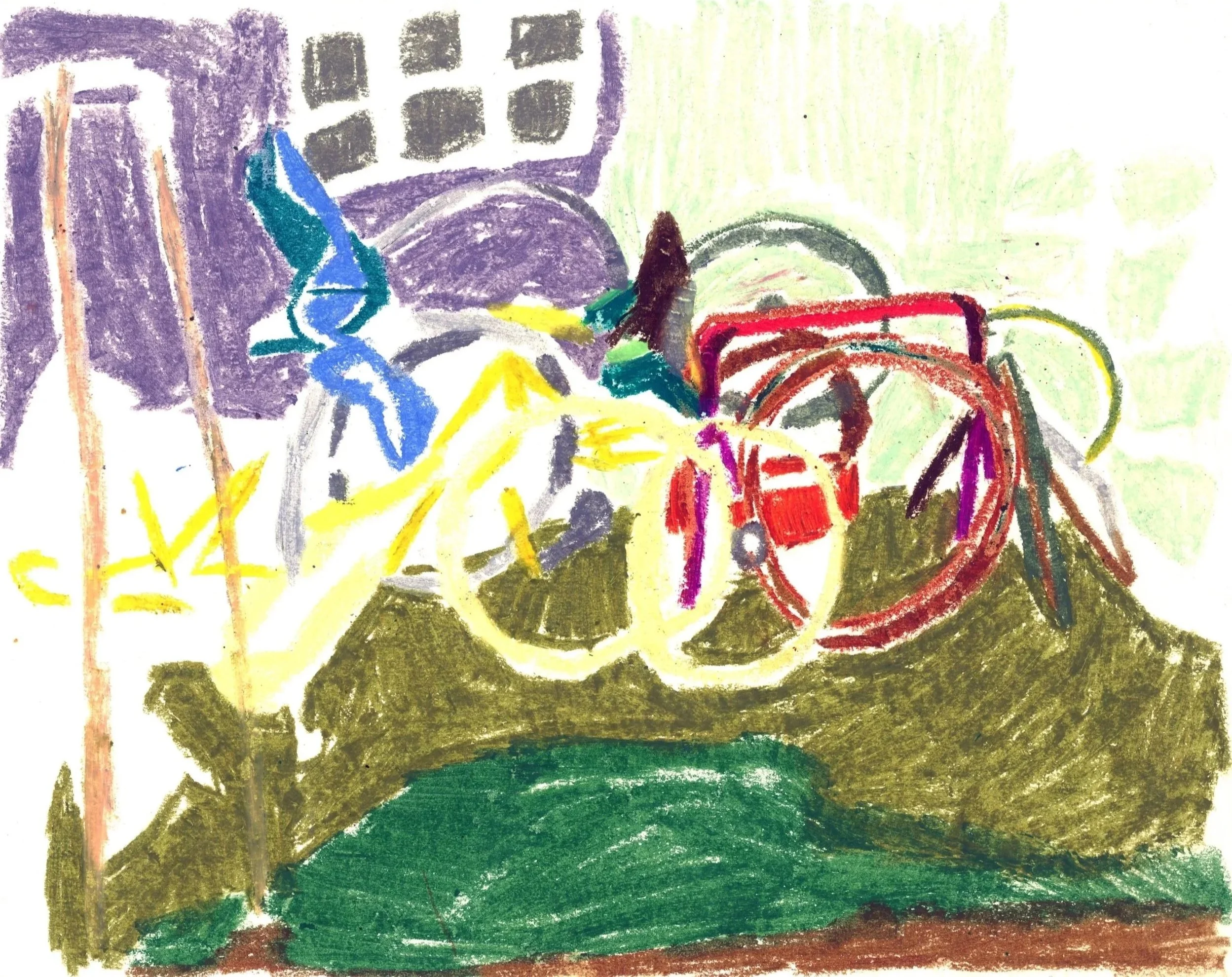 Antler In The Backyard, 2012,
Oil pastel on paper,  33x29cm