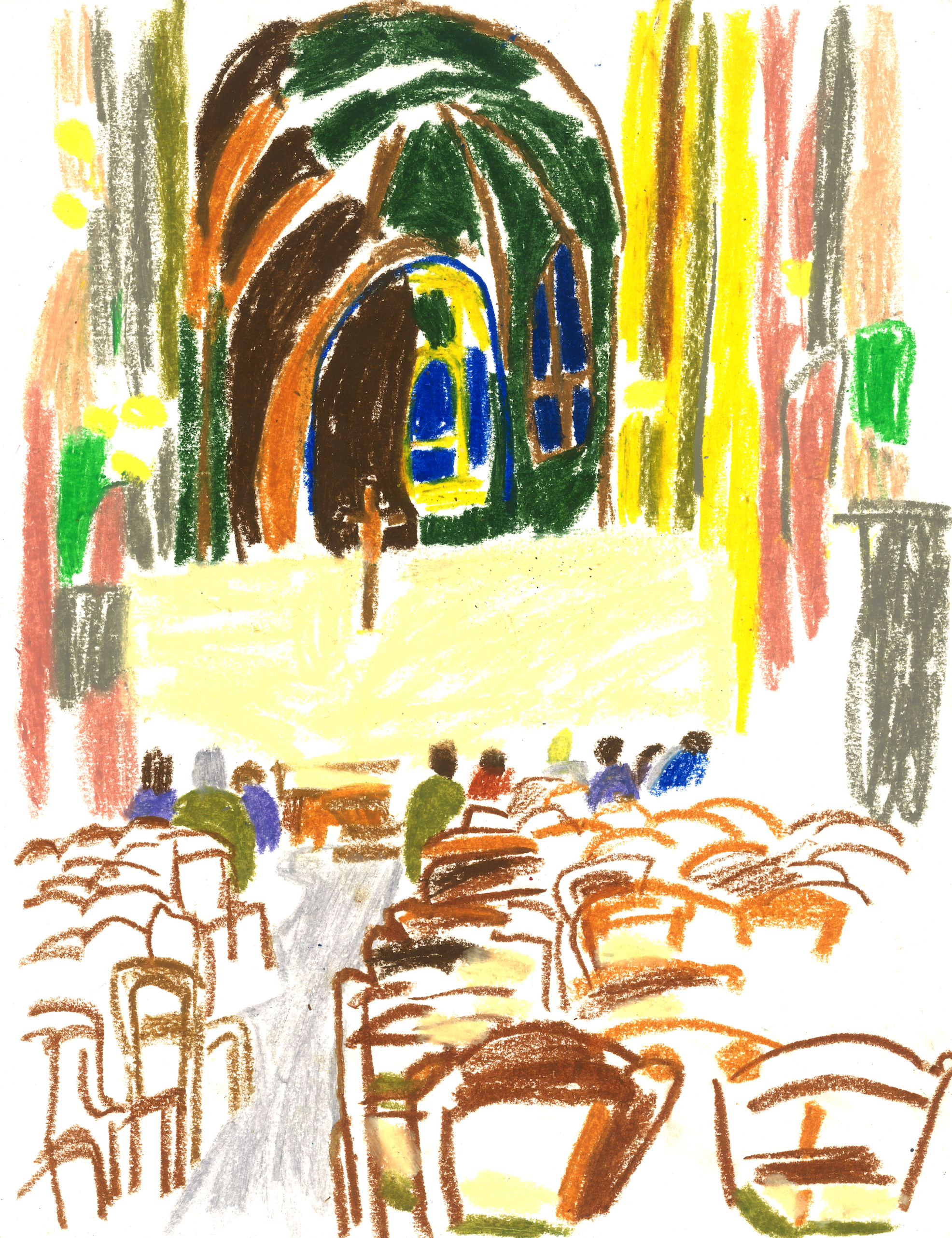 Opening Mass 2011.
Oil pastel on paper, 33x29cm