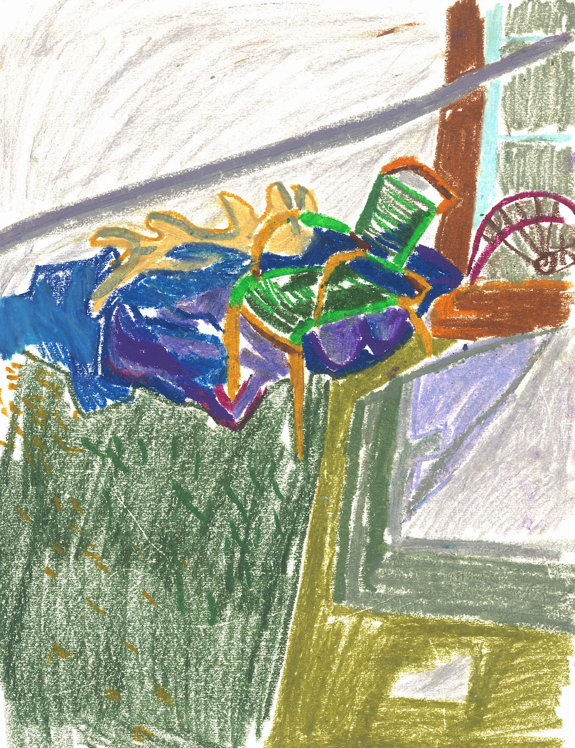 Antler In The Backyard, 2012,
Oil pastel on paper,  33x29cm