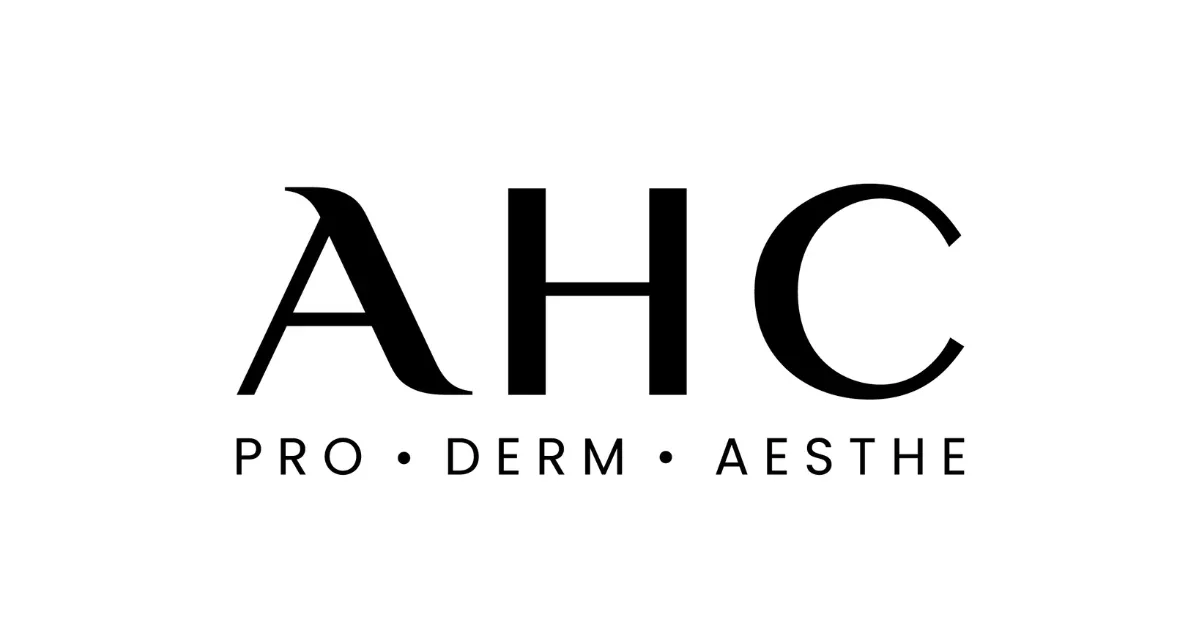 Logo for AHC with large letters and the words Pro, Derm, Aesthe underneath.