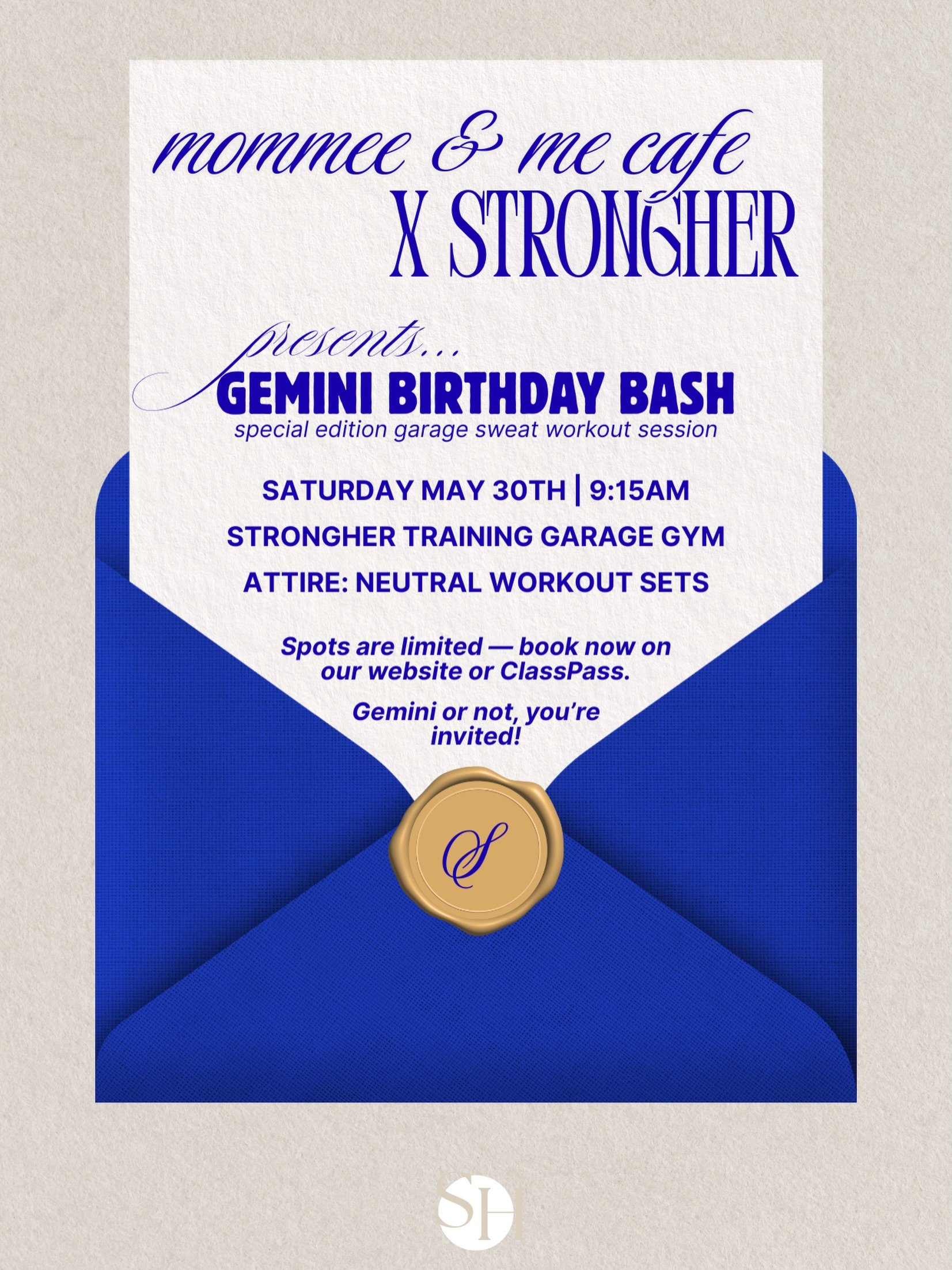 Your sign to romanticize your workout class a little more 👀✨ Join us for our Gemini Birthday Bash Garage Sweat Session with @mommeeandmecafe on Saturday, May 30th! 

If you need help booking through our website, please feel free to DM us. You can al