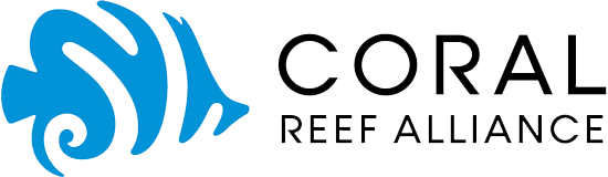 Logo of Coral Reef Alliance featuring a stylized blue coral or reef design with black text.