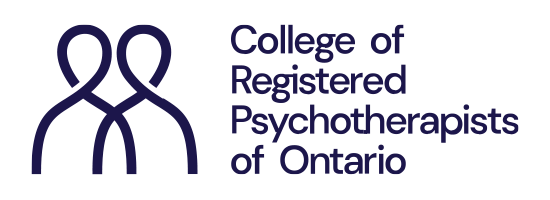 Logo of the College of Registered Psychotherapists of Ontario, featuring two stylized interconnected figures with the organization's name.
